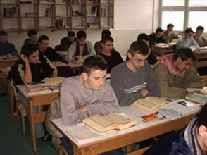 students studying in a classroom